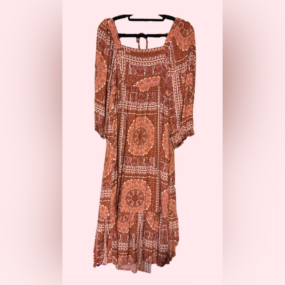 In Bloom Terracotta Long Sleeve Dress